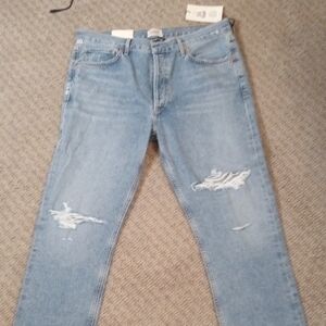 Women's Light Blue Distressed Jeans